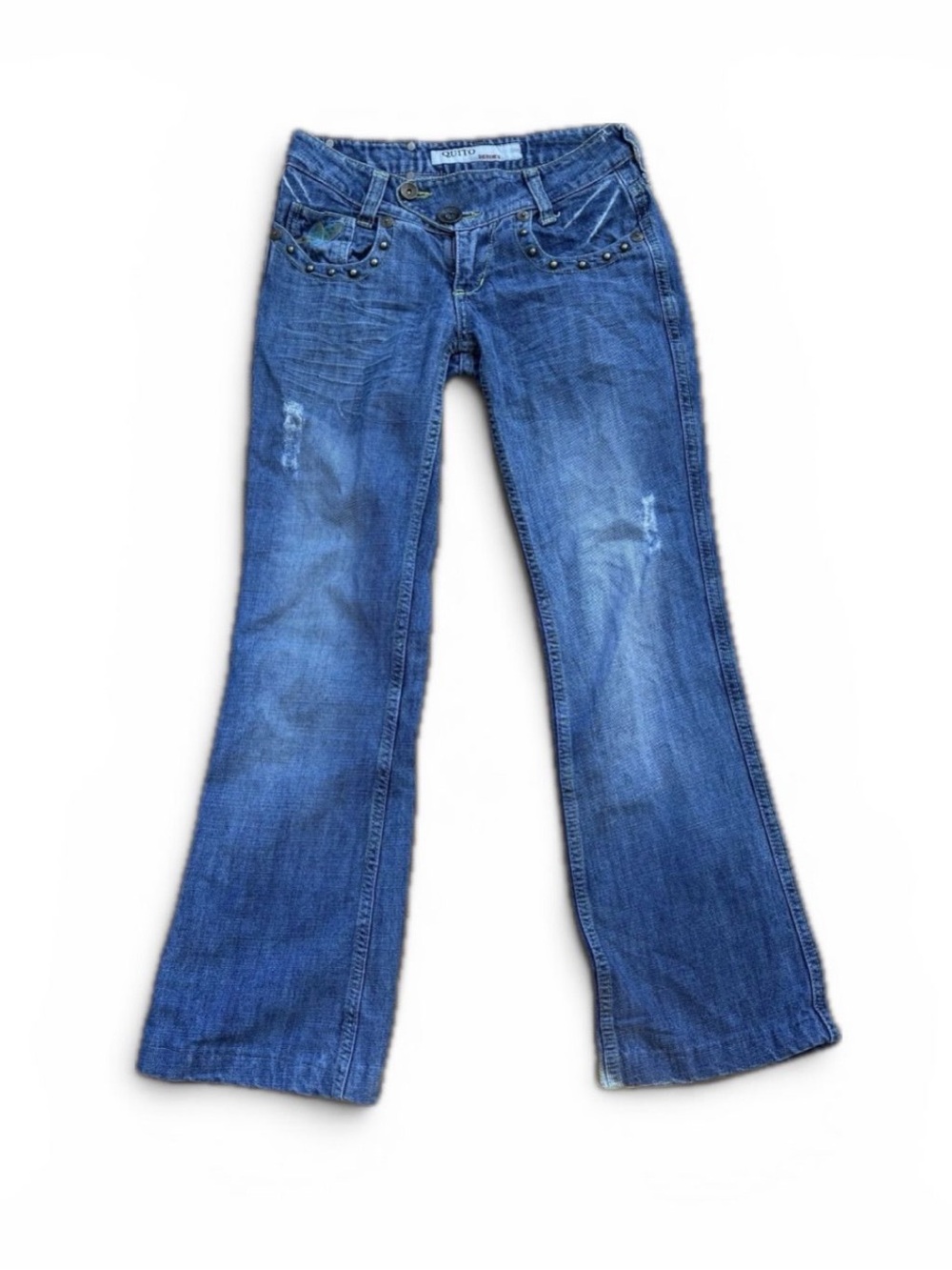 Insane Y2K Butterfly Low Hem Flare Jeans XXS 🦋